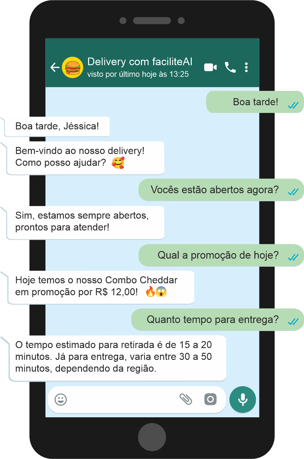 Exemplo de conversa de automação